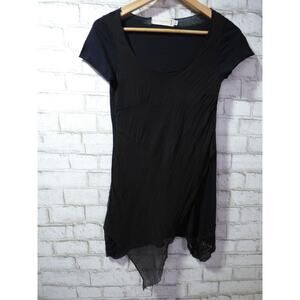 Johnny Was 4 Love and Liberty Black Embroidered Eyelet Tunic Top XS NEW J757